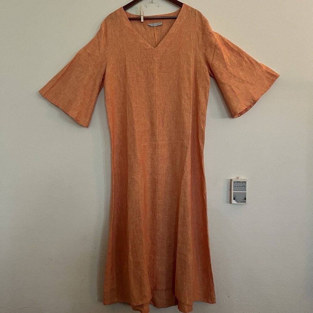 Bryn Walker Liliana Linen A-Line Oversized Midi Dress Womens Lagenlook SZ M